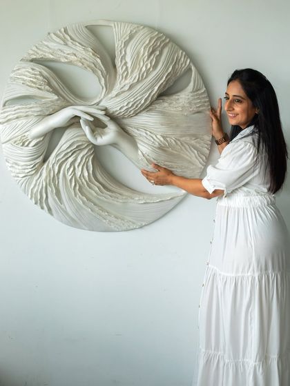 The flowing forms of "The Awakening Cycle" (Series 2) are meant to feel like fabric or water, capturing a moment of transition where one chapter of life dissolves into the next.