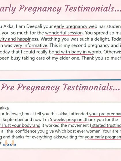 This student started trusting her body after my class and is now 5 weeks pregnant. Another found my early pregnancy session helped her bond with her baby.