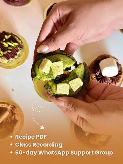 When you sign up for my masterclass, you get a full recipe PDF, a recording of the class, and access to a 60-day WhatsApp support group with me.