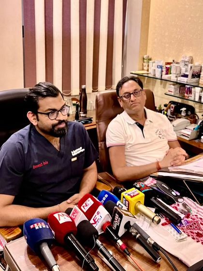 Giving interviews to the press in Assam about the introduction of advanced hair transplant techniques, like Long Hair FUE, to the North East region for the first time.