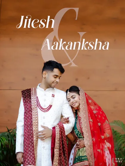 A classic and elegant portrait of the newly married couple, Jitesh and Aakanksha, sharing a quiet moment.