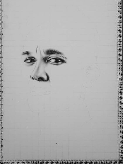 A detailed look at the 22 hours it took to draw Sunil Chhetri. You can see how I start with the eyes and build the portrait from there using the grid method.