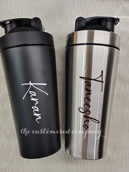 Shake out those Monday blues with our personalized protein shakers. Available in matte black and stainless steel, these are a must-have for any fitness enthusiast.