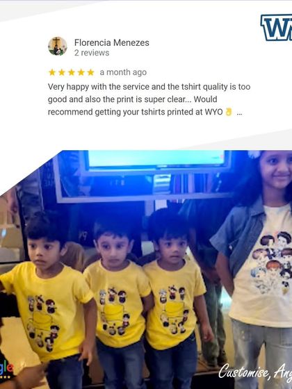 "Very happy with the service and the tshirt quality is too good." A customer who got matching t-shirts for her kids shares her positive experience.
