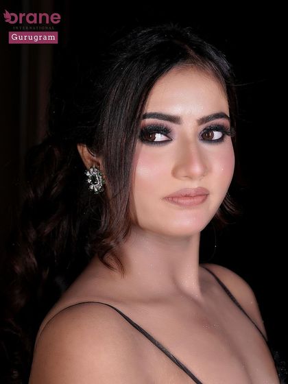 A close up of a red carpet look with a classic black smokey eye and nude lip. This timeless combination is a staple in my professional makeup course.