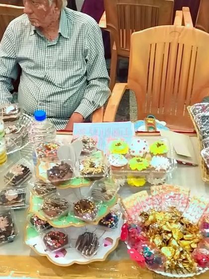 A full view of my dessert table at the Cutchi Memon Jamaatkhana exhibition. I had a variety of items like mousse cups, donuts, brownies, and pastries available for everyone.