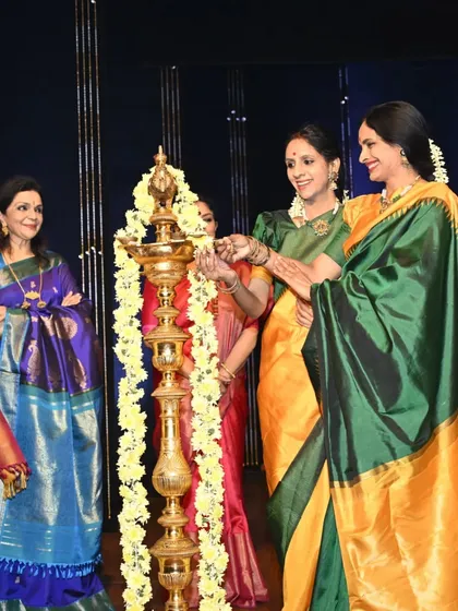 The ceremonial lighting of the lamp to inaugurate the Margazhi Mela. It is a beautiful tradition that marks the beginning of the festive season of arts and culture in Chennai.