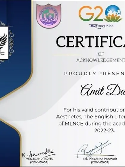 My involvement with the English Literary Society at Delhi University is a core part of my journey. It proves my belief that education is about more than just marks; it's about developing your personality, your voice, and your creative expression.