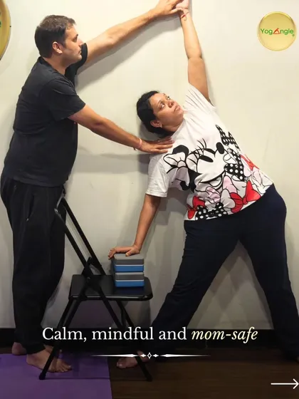 Your safety is our highest priority. Here, you can see how our certified instructors provide hands-on adjustments to ensure perfect alignment and support in every pose, making each movement both safe and effective for you and your baby.