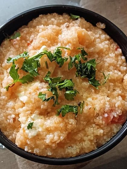 My special Swank Pulao, also known as Samak ke Chawal. This is a gluten-free grain that is allowed during fasts, cooked with vegetables and spices.