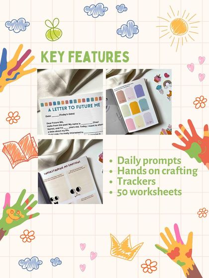 Looking for a way to get your child off screens and into creating? My Daily Journal workbook is filled with 50 fun worksheets, daily prompts, and hands-on crafting activities. It's a great way to spark their imagination and help them learn about their emotions.