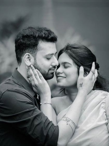 Black and white photography adds a timeless and emotional depth. This series of candid, close-up shots focuses purely on the couple's connection and affection.
