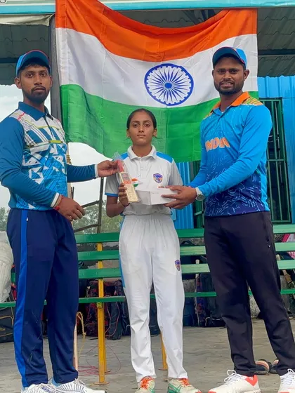Aditi Singh, one of our talented female cricketers, being recognized for her commitment to the 100-day practice challenge.