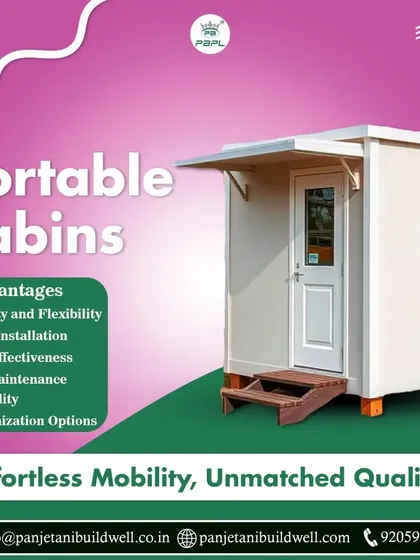 A clean and simple portable cabin, highlighting its versatility and quality construction. We design our cabins for mobility, quick installation, and low maintenance, with customization options available.