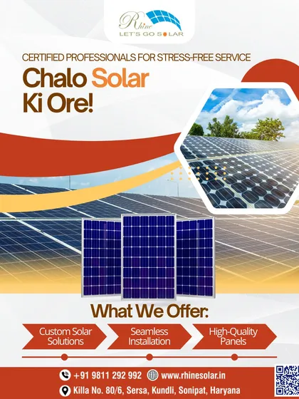 Chalo solar ki ore! My certified professionals provide a stress-free service, from custom solar solutions to seamless installation of high-quality panels, helping you switch to eco-friendly energy.
