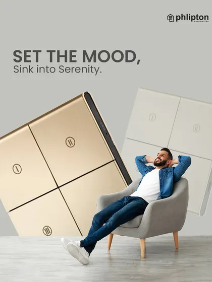My smart panels are designed to help you set the mood and sink into serenity. Available in different finishes like this elegant gold, they blend seamlessly with your decor while putting powerful scene control at your fingertips.