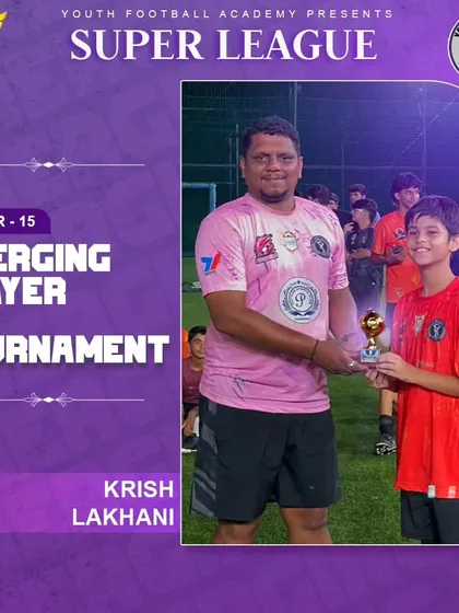 Krish Lakhani, our Emerging Player of the Tournament for the U-15 category. A bright future ahead.
