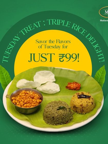 Spice up your Tuesday with our Triple Rice Delight, a special offer to make your day unforgettable.