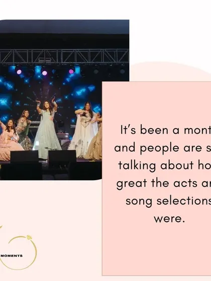 "It's been a month and people are still talking about how great the acts and song selections were." Creating a lasting impression is always the goal. I love hearing that the memories we made are still being talked about.