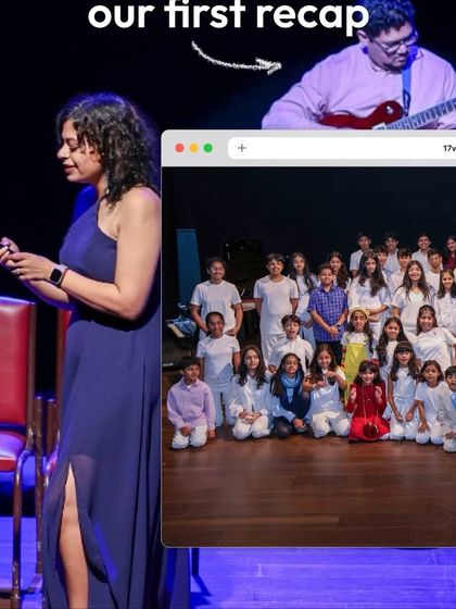 A recap collage from 'Sound of Emotions', showing our founder Shivani on stage and the full cast photo. A testament to the teamwork and dedication involved.