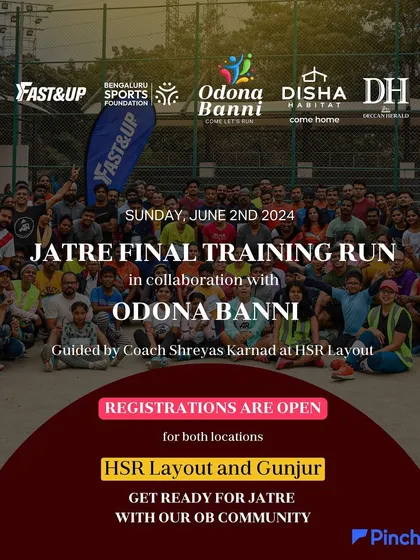 This is an invitation to join our community. An announcement for our final Jatre training run, where I led the session at HSR Layout. These events are open to everyone, a perfect way to embrace running and meet the tribe.