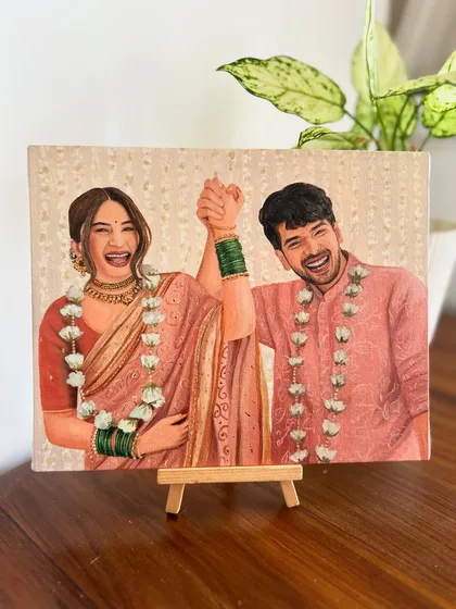 Capturing the pure joy of a wedding day is such an honor. I loved painting this moment of celebration, turning a beautiful photo into a timeless keepsake that the couple can cherish forever as a piece of art in their home.