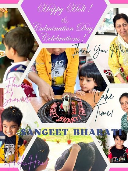 A double celebration! We marked the end of the session and the beginning of Holi with a 'Phool-wali Holi'. The children enjoyed a flower shower and cake, a sweet and memorable way to say farewell and welcome the festival.