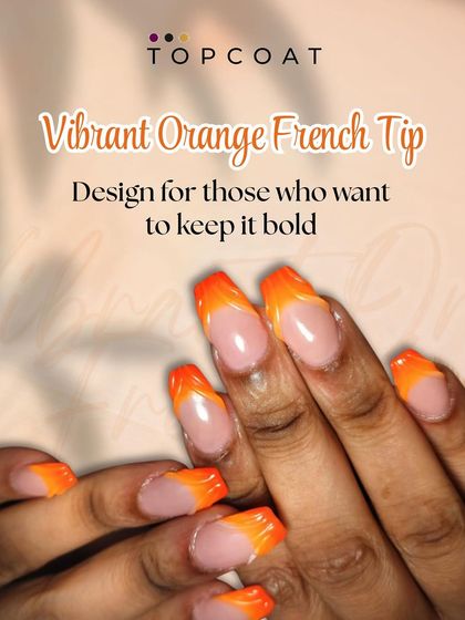 A vibrant orange French tip design for those who want to keep it bold. This look is a fun and modern take on the classic style.