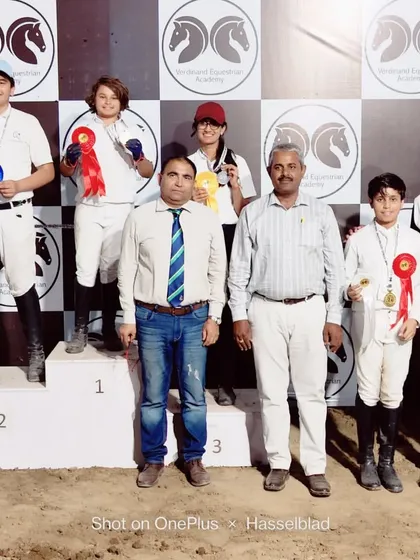 Our riders Yug and Krishnaansh on the podium after clearing their Regional Equestrian League in both show jumping and dressage.