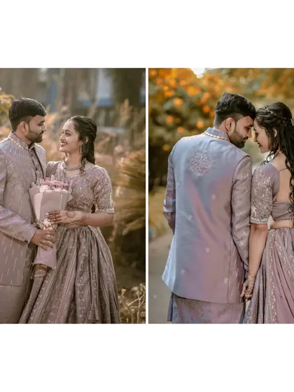 These two shots show the couple's loving interaction, one looking at each other and the other sharing a quiet, intimate moment.