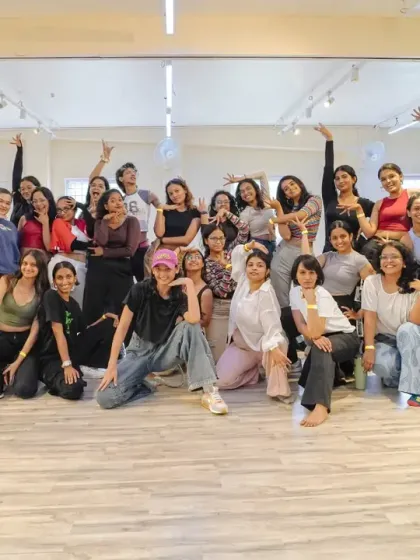 A group photo of all the attendees from the successful waacking workshop, celebrating a great session.