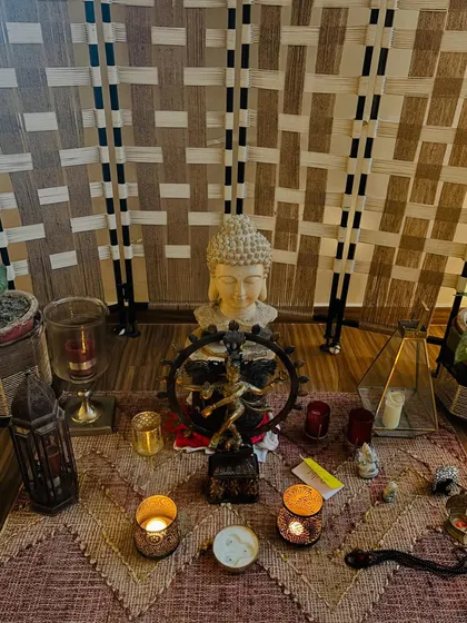 The altar at the beginning of March, set with candles and sacred items to welcome a new month of practice and connection.