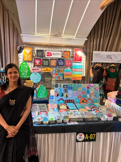 My stall at Samriddhi Banquets in Mulund. The setup is designed to be colorful and inviting, just like my products.