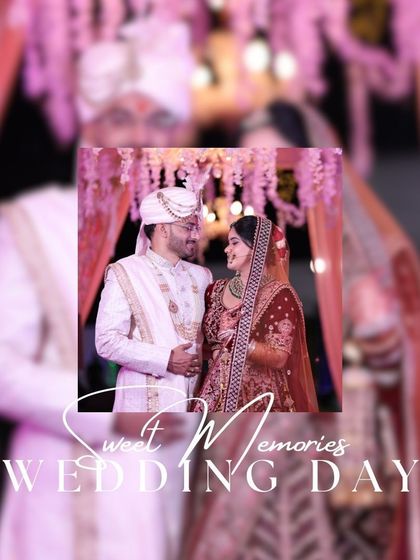 A sweet memory from the wedding day, framed with a soft, dreamy overlay. This photo captures a loving look between the couple during their ceremony, a timeless moment preserved.