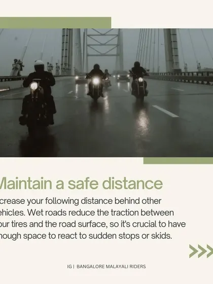 Our guide to riding safely in the rain. We advise riders to slow down, wear appropriate waterproof and reflective gear, maintain a safe distance, stay visible, and use smooth, gentle controls to maintain stability.
