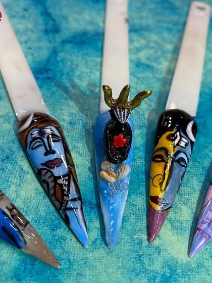 Another view of the Shivratri nails, showcasing the different artistic interpretations of the theme.