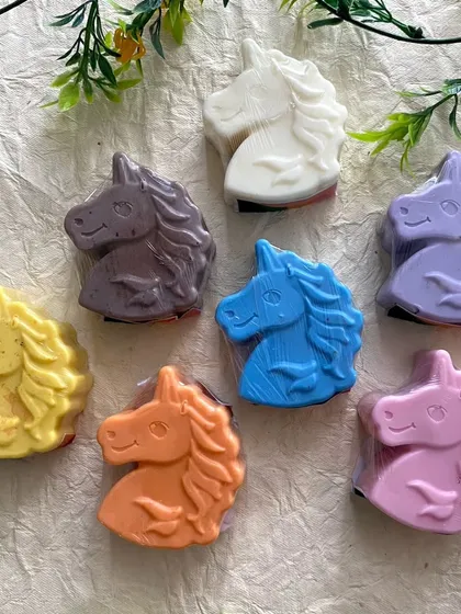 I love making bathtime magical for kids. This collection of colorful unicorn soaps is a perfect example. They are made with my gentle, paraben-free formula, so they are safe for children and make for a perfect, fun-filled bath.