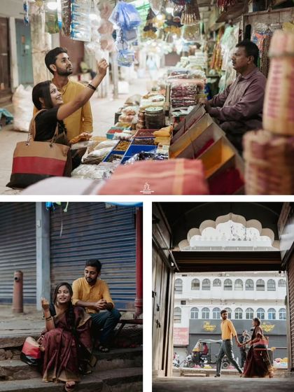 A duplicate of ID 52, this collage captures the essence of a vintage-themed pre-wedding shoot in Mysuru.