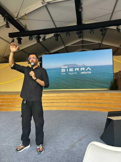 Our show caller conducting a technical rehearsal for the TATA Sierra Brand Immersion. We coordinate with all departments to ensure every cue is hit on time.