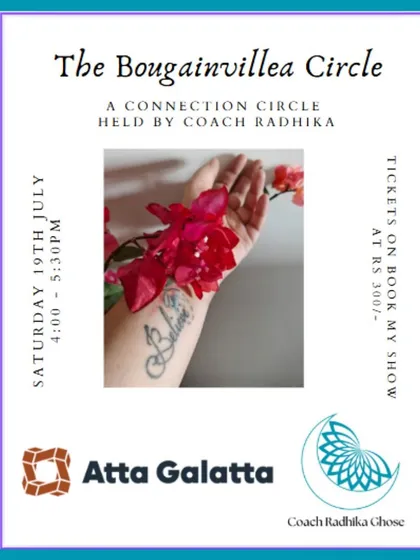 Poster for 'The Bougainvillea Circle', a connection circle held by Coach Radhika.