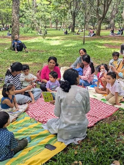 A wonderful collection of photos from our 'Belonging' session, featuring 'Giraffes Can't Dance'. You can see the children's expressive faces as they connect with Gerald the giraffe's journey.