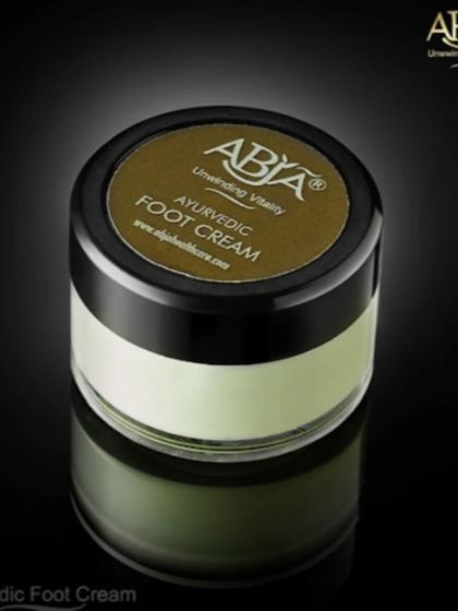 A close-up of my Ayurvedic Foot Cream. It is formulated with herbs like neem and turmeric to restore softness and heal cracks.