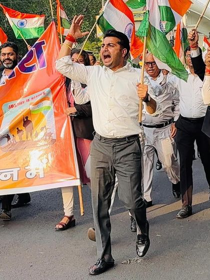 A passionate moment during the Tiranga Yatra, raising my voice for what I believe in.