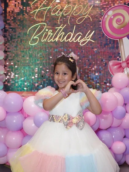 I specialize in creating picture-perfect themed birthday parties. From the decorations to the cake, every detail is crafted to bring your child's favorite characters and stories to life, like this magical unicorn and candy-themed celebration.