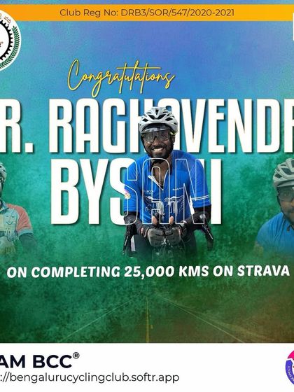 We celebrate Raghavendra Bysani on completing 25,000 kms on Strava. Another fantastic milestone for a consistent rider.
