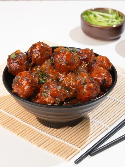This is our clean and bright approach to shooting Manchurian. This style is highly effective for Zomato and Swiggy menus, as it makes the food look fresh and clear on small mobile screens.