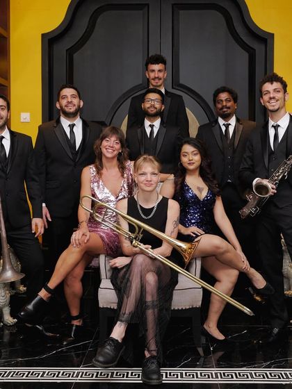 The Desmadre XL band in Da Nang, Vietnam. I love collaborating with this international ensemble, which includes an amazing horn section for a massive sound.