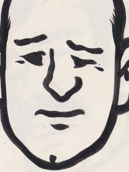 A close-up of one of the 'Ordinary People' portraits. The thick, confident lines of the brush pen create a bold and graphic style.