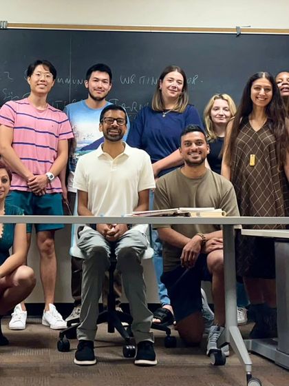 A group photo from a creative writing class at the University of Toronto. We had students from Egypt, Korea, India, and the Caribbean. The more we discussed our cultural differences, the more we discovered our shared humanity through stories.
