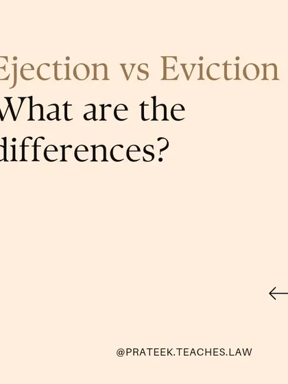 The terms "ejection" and "eviction" are often used interchangeably, but they have distinct legal meanings in property law. Here are the key differences.